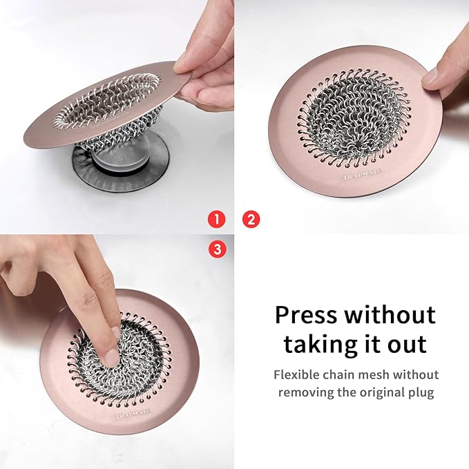 Shower Drain Hair Catcher, Fast Drainage Bathtub Drain Hair Catcher, Easy Clean Hair Catcher Shower Drain, Upgraded 304 Stainless Steel Shower Drain Cover For Shower Regular & Pop-up Drain (Rose Gold)