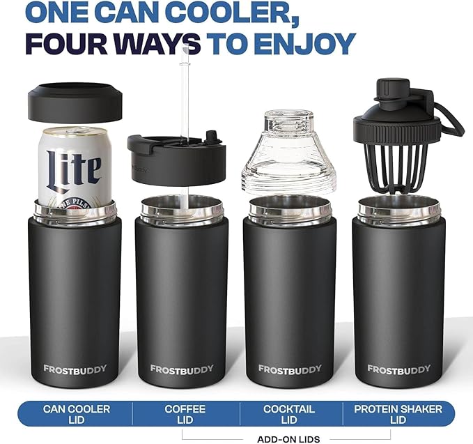 Frost Buddy Universal Can Cooler - Fits all - Stainless Steel Can Cooler for 12 oz & 16 oz Regular or Slim Cans & Bottles - Stainless Steel (Cinnamon)