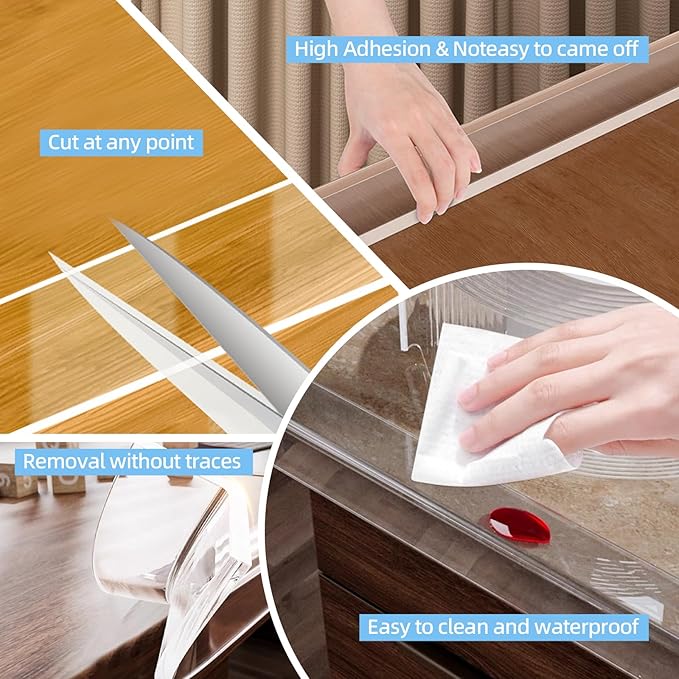 13.12 FT Edge Corner Protector Baby Proofing,Soft Clear Furniture Table Corner Guard & Edge Safety Cabinet Door Bumper,Crib Bumpers,Wall Protector(Width 2 in，Thickness 0.08 in)
