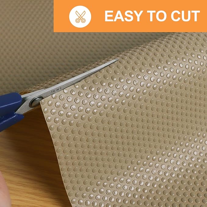 FLPMIX Shelf Liners for Cabinets Khaki: Large Waterproof Under Sink Mat 19" x 300" - Non-Adhesive Easy to Cut Kitchen Drawer Liner for Pantry Cupboard