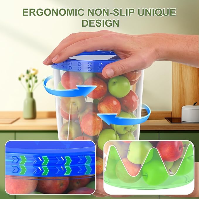 6 Pack-34oz Reusable Freezer Storage Containers, [STURDIER and MORE DURABLE] Airtight Plastic Food Storage Containers with Twist Top Lids, |BPA Free| Stackable | Leakproof| Microwave/Dishwasher Safe