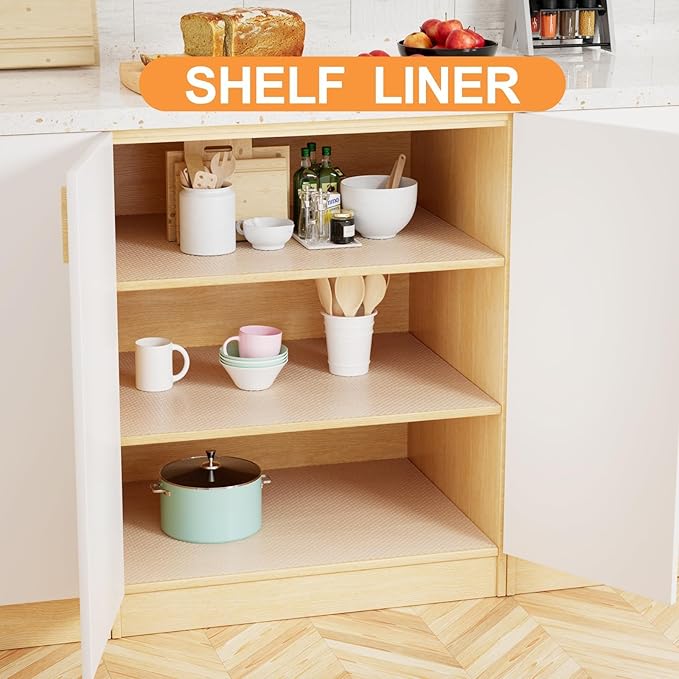 FLPMIX Large Cabinets Shelf Liner: 22" x 300" Clear Waterproof Under Sink Mat - Translucent Easy to Cut Non-Adhesive Cupboard Drawer Liner