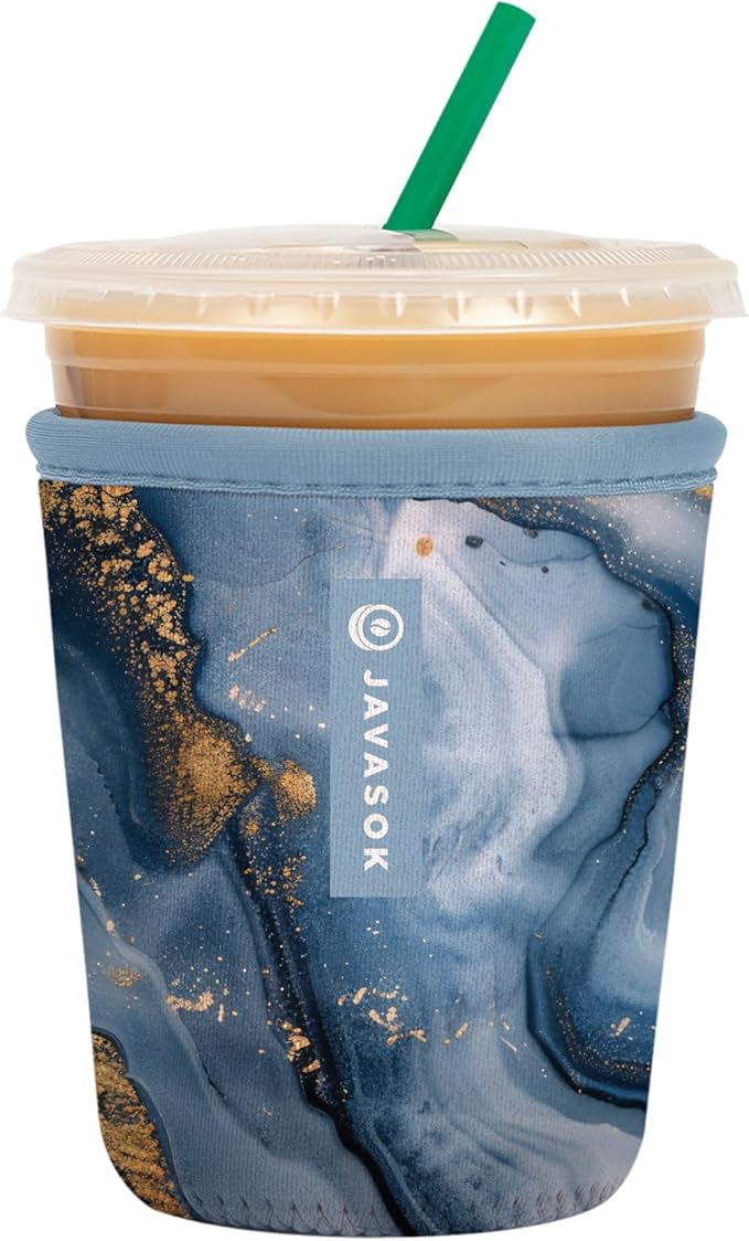 Sok It JavaSok Iced Coffee & Cold Soda Insulated Neoprene Cup Sleeve (Sapphire Drift, Small: 16-20oz)