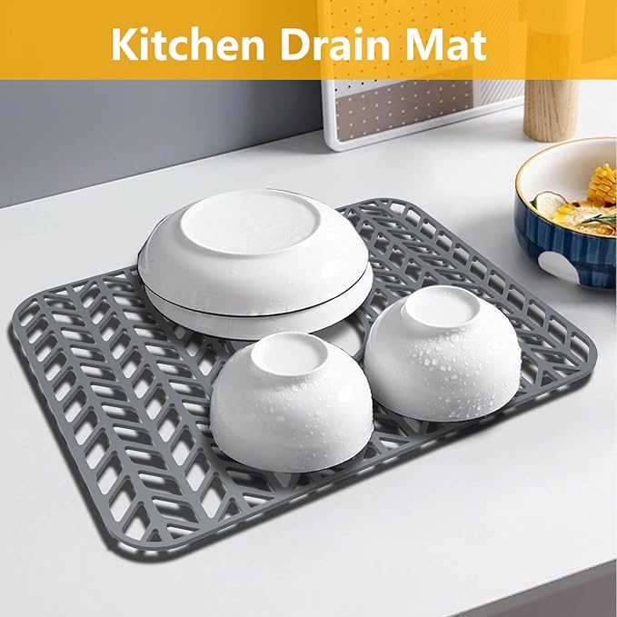 Sink Protectors for Kitchen Sink 12"13"16"18"19"24"26"28"29"30",Silicone kitchen sink mats protector for bottom of farmhouse sink(16.2"×12.5"Gray)
