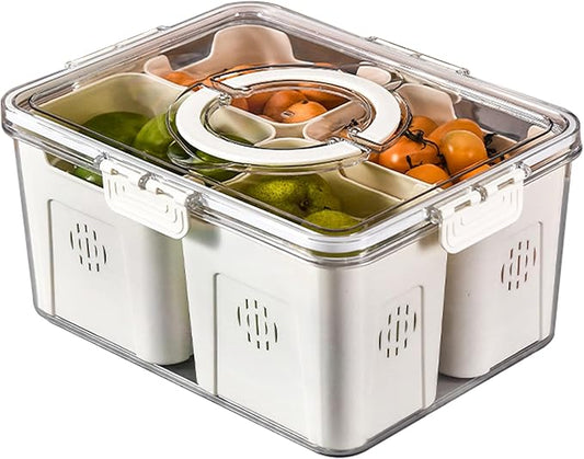 RTHIEAI Refrigerator Organizer With Lids (4 Compartments), Fridge Storage, Fridge Organizers And Storage Clear, Fridge Organization, Storage Containers, Stackable With Lid Fridge Organizers