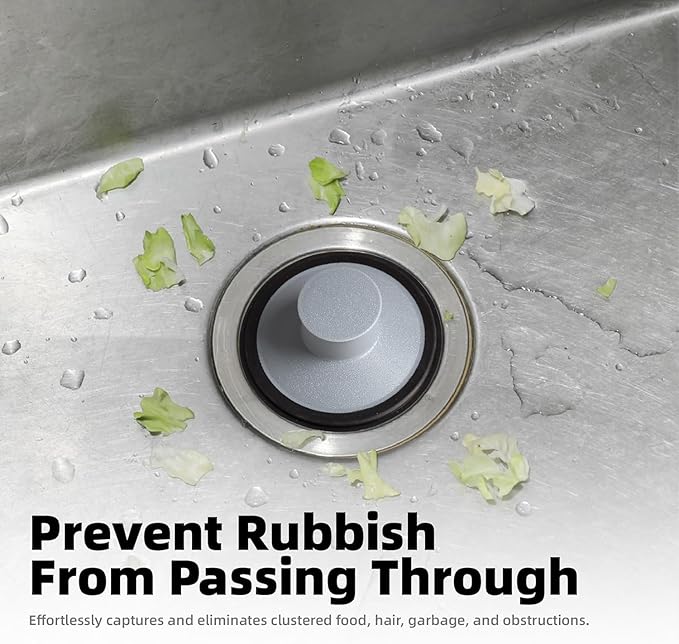 RQYEKDO Kitchen Sink Stopper, Stainless Steel 3-1/2 inch Universal Sink Plug Cover for Garbage Disposal Flange Drain,Fit for InSinkErator, Moen,Waste Maid, and More（Gray