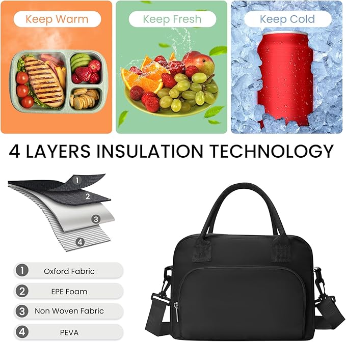 MAMONA Lunch Bag for Women Men Large Capacity Reusable Lunch Box Corduroy Insulated Cooler Tote Bags for Office Picnic