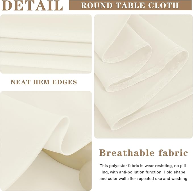 Fitable Ivory Rectangle Table Clothes, 6 Pack - 90 x 156 Inch - Reusable and Washable Tablecloths, Polyester Fabric Table Covers for Wedding, Party, Banquet, Formal Events