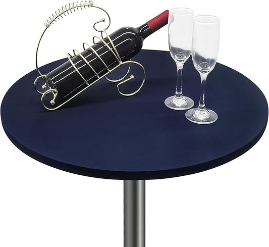 Small Round Fitted Table Cover Cocktail Table Topper Cap Elastic Tablecloth Stretch Spandex Tables Cloth for Bar Pub Party Navy 24 Inch