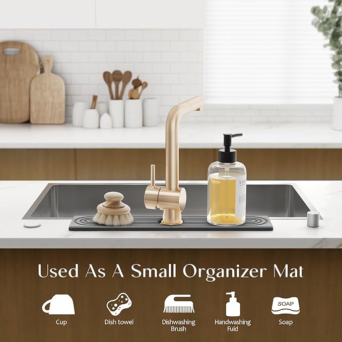 Diatomite Stone Sink Candy - Instant Dry Stone Sink Tray around Faucet, Prevents Moisture Buildup - Faucet Splash Guard for Bathroom Counter (Dark Grey, 20" x 3.9")
