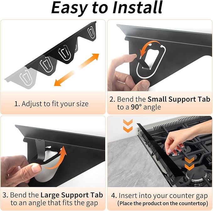 Stainless Steel Stove Gap Covers (2 Pack), Upgraded Version, Stove Gap Filler, Range Trim Kit for Kitchen Counter, Heat Resistant, Adjustable Length 13.8” to 27.5”, Width1.3”