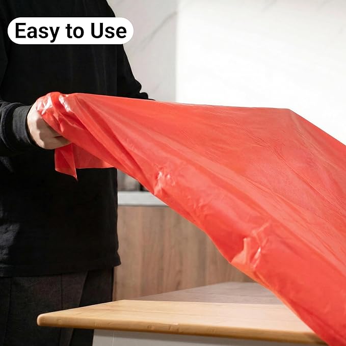 Auros Premium Plastic Tablecloths 10 Pack, 84'' Round Disposable Table Covers, Thick & Durable, Waterproof & Spill-Proof, Easy Cleanup for Parties, Wedding, Picnic, Party Red