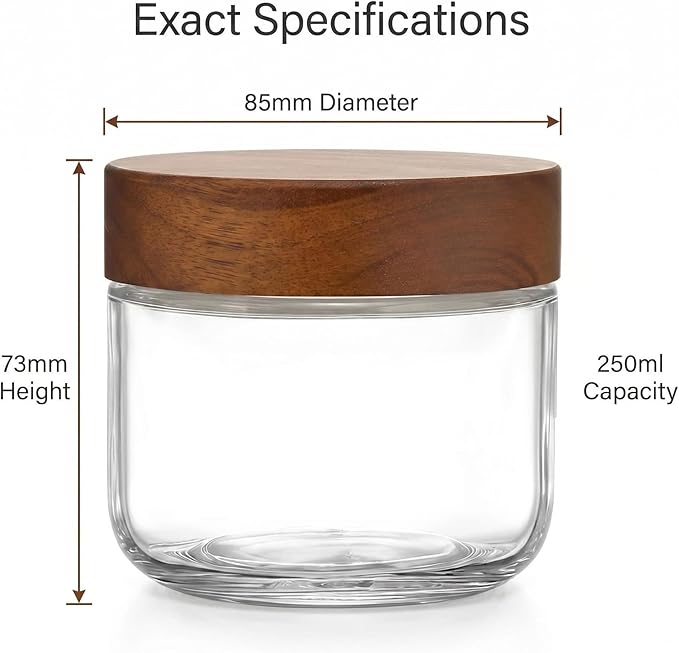 Danmu 8 oz Overnight Oats Containers with Lids,Salad Jar,Glass Jar with Wooden Lid 4 Pack,Mason Jars 8 oz with Lids for Snack,Overnight Oats,Meal Prep,Yogurt,Parfait,Soup,Salad 100% Leak-proof