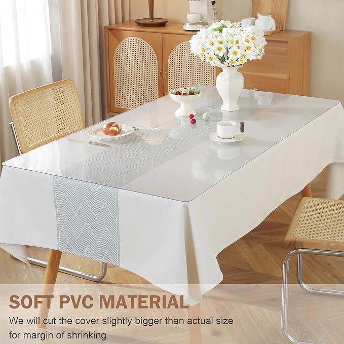 LovePads Frosted Table Cover Protector 42 x 84 Inch, 1.5mm Thick Plastic Table Cover, Table Protector for Dining Room Table, Waterproof Vinyl Tablecloth Table Pad Mat for Kitchen, Writing Desk