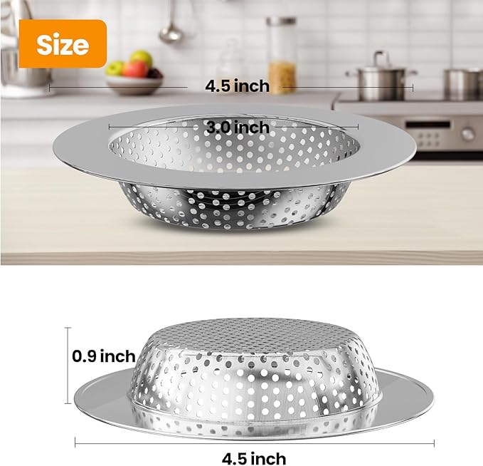 Huntonry 2PCS Kitchen Sink Stopper and Kitchen Sink Drain Strainer, Drain Catcher and Drain Cover for Kitchen Sink, Drainer for Standard 3-1/2 Inch Garbage Disposal Sink Drain