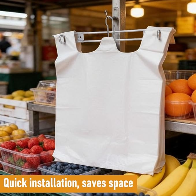 3 Pack Wall Mount Plastic Grocery Bag Holder T-shirt Bag Rack with Screws Chrome Metal Dispenser for Supermarket Store Restaurant Organization