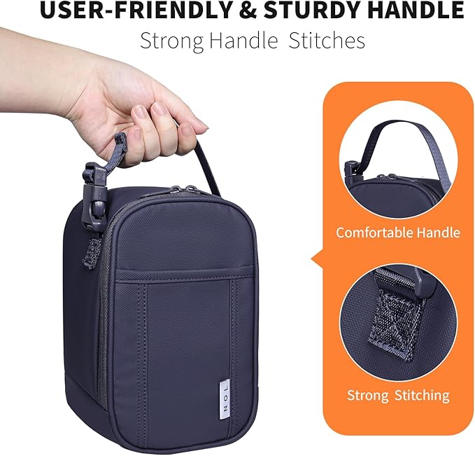 NOL Natural Organic Lifestyle Insulated Lunch Bag for Adult - Snack Bag Lunch Cooler Bag Soft Lunch Tote Bag for Work, Navy blue