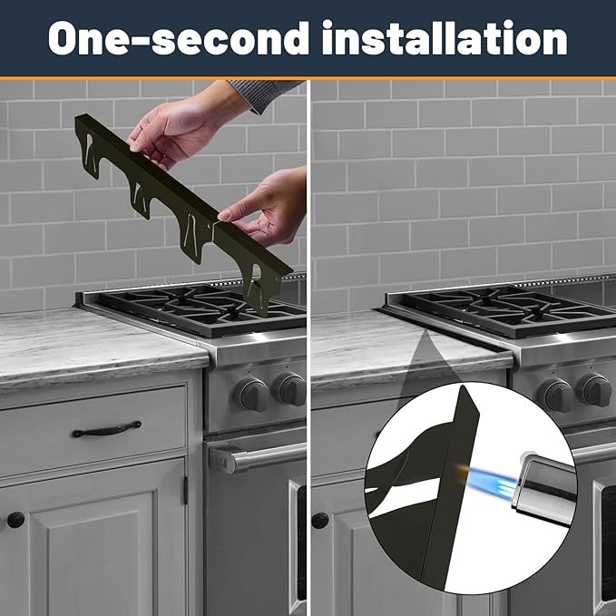 Stove Gap Covers Stainless Steel, Adjustable 13.8-27.5 In(2 Pack), Heat Resistant, Gas Stove Side Gap Protector (Matte Black)