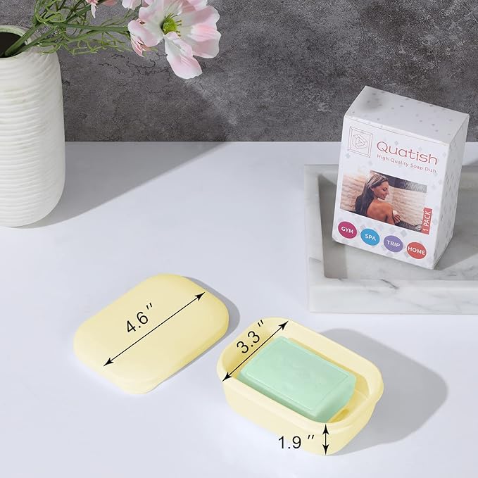 Quatish 4 Pack Travel Soap Case Leakproof, Portable Travel Bar Soap Holder Container with Lid for Camping, Gym, Multicolor
