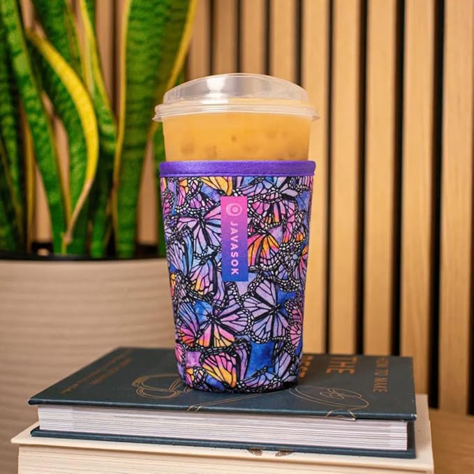 Sok It JavaSok Iced Coffee & Cold Soda Insulated Neoprene Cup Sleeve (Butterfly Galaxy, XXLarge: 44-48oz)