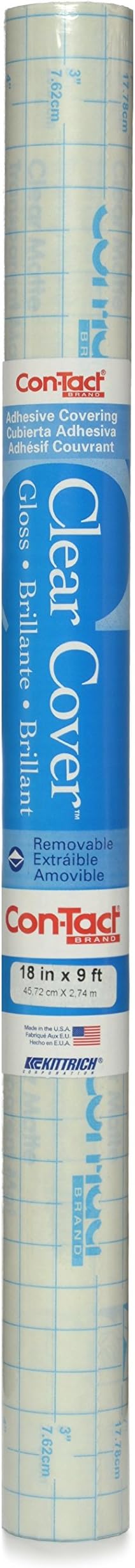 Con-Tact Brand Creative Clear Covering, Versatile and Self-Adhesive Shelf Liner, Transparent Privacy Film, Protective Clear Vinyl, 18'' x 9', Clear Glossy
