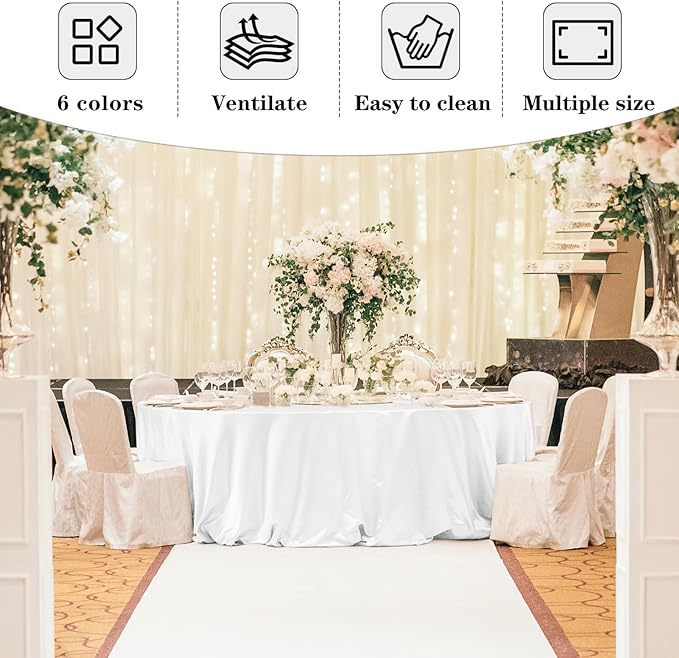 Fitable 6 Pack Black Round Tablecloths - 120 Inches in Diameter - Stain Resistant and Washable Table Clothes, Polyester Fabric Table Covers for Wedding, Party, Banquet, Formal Events