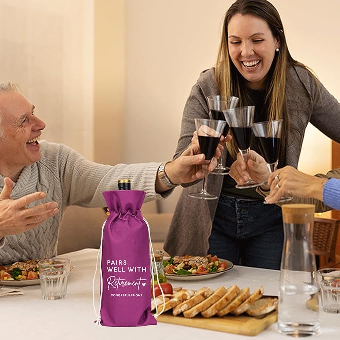 Purple Retirement Wine Bag Retirement Gifts for Women Men Farewell Gifts for Coworkers Going Away Gift for Friends Boss