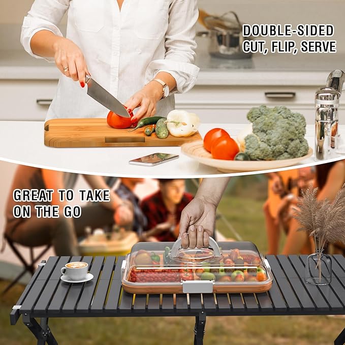 Renmxj Charcuterie Board with Clear Lid, Travel Portable Cheese Board Charcuterie Boxes Cutting Boards for Kitchen, House Warming Gifts New Home, Gifts for Women (White, 1 Compartment)