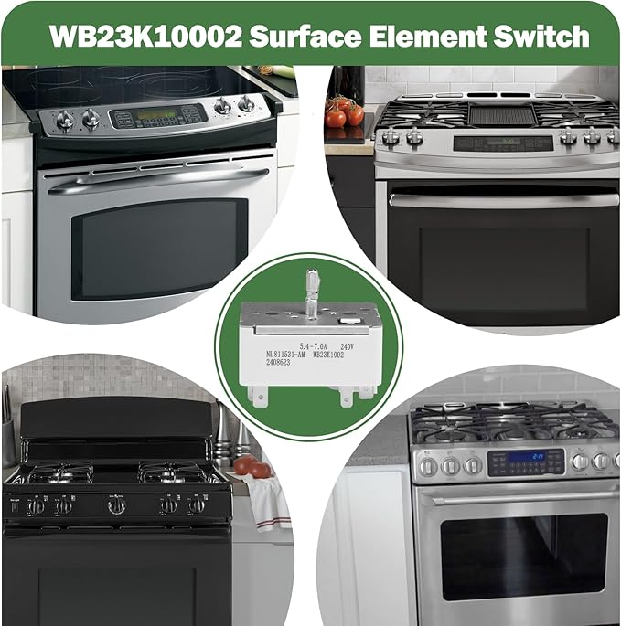 WB23K10002 Range Surface Element Switch/Burner Control Switch 8 Inch Replaces Parts: 1085974, AP3792881, PS953499, EAP953499 Compatible with GE