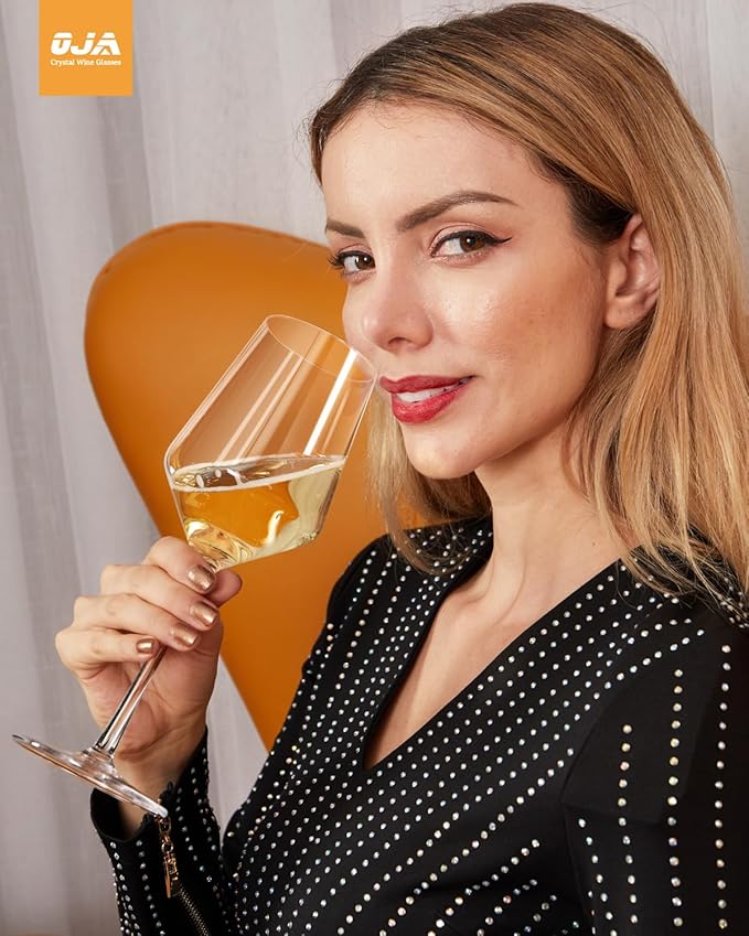 Red Wine Glasses Set of 6, Premium Crystal Wine Glasses Hand Blown, 15 oz,Thin Rim,Long Stem,Perfect for Red or White,Daily Use,Unique Wedding Anniversary or Birthday Gift