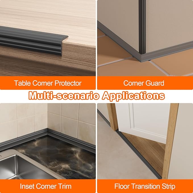 Wall Corner Protector & Edge Guard，Peel and Stick Wall Trim Moulding Inside & Outside Corner Molding Trim Caulk Strip, Self Adhesive Trim for Wall Edge,Ceiling,Countertop, 2.36” W x20’ L，Black