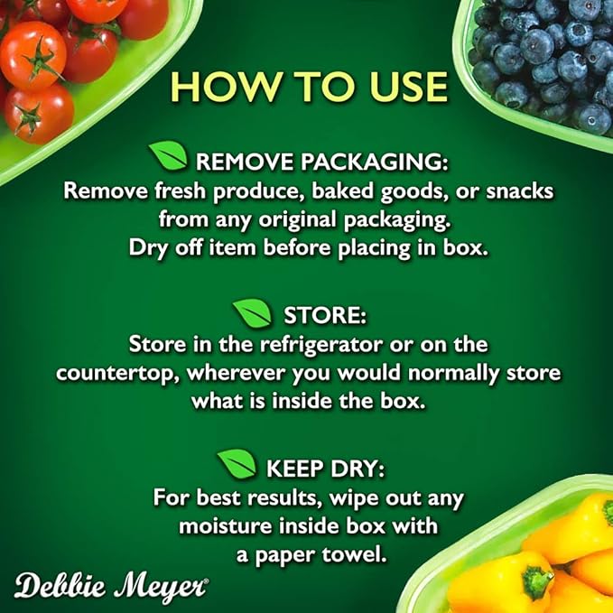 Debbie Meyer GreenBoxes – BreadBox keeps Baked Goods, Snacks, Fruits, and Vegetables Fresh Longer, Reusable, BPA Free, Made in USA