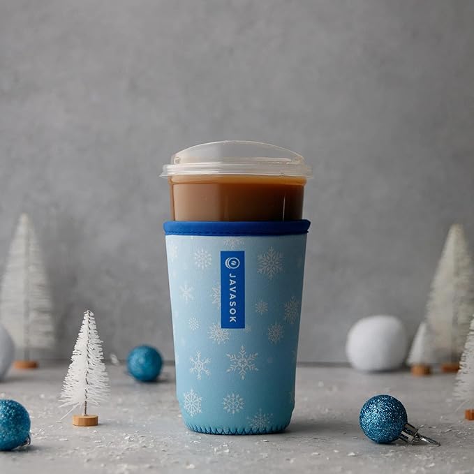 Sok It JavaSok Iced Coffee & Cold Soda Insulated Neoprene Cup Sleeve (Let It Snow, Medium: 22-28oz)
