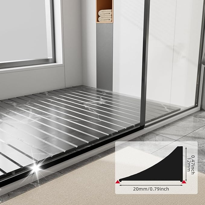 67 Inch Selfadhesive Shower Threshold Water Dam Barrier Silicone Waterproof Shower Dam Water Stopper Bathroom and Kitchen Water Seal Strip Guard for Dry and Wet Separation(Transparent)
