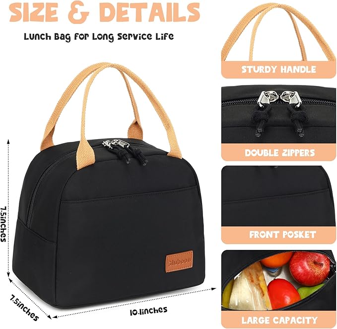 Bluboon Lunch Box for Women Men Cute Lunch Bag Reusable Insulated Lunch Bags Large Capacity Lunchbox Cooler for Work Picnic or Travel