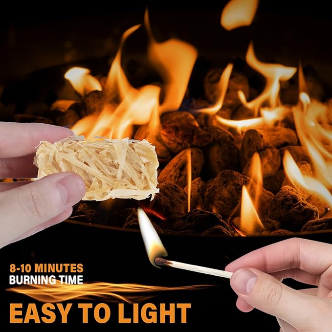 HGD Natural Fire Starters (256 Pcs) - Waterproof & Odorless Charcoal Starters for Fireplace, Campfire, BBQ, Grill, Fire Pit, Wood & Pellet Stove, Chimney, Pizza Oven & Smoker - Indoor & Outdoor Use