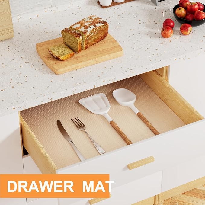 FLPMIX Shelf Liners for Kitchen Cabinets: Clear Waterproof Under Sink Mat 19" x 300" - Translucent Non-Adhesive Large Drawer Liner for Pantry Shelves Cupboard
