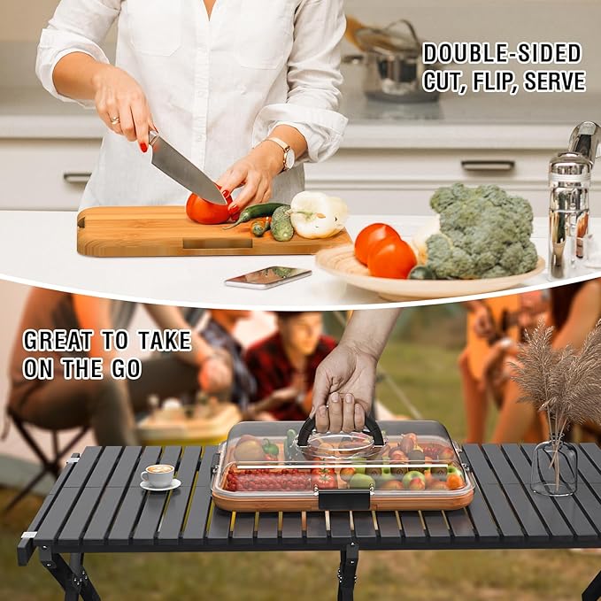 Renmxj Charcuterie Board with Clear Lid, Travel Portable Cheese Board Charcuterie Boxes Cutting Boards for Kitchen, House Warming Gifts New Home, Gifts for Women (Black, 5 Compartments)