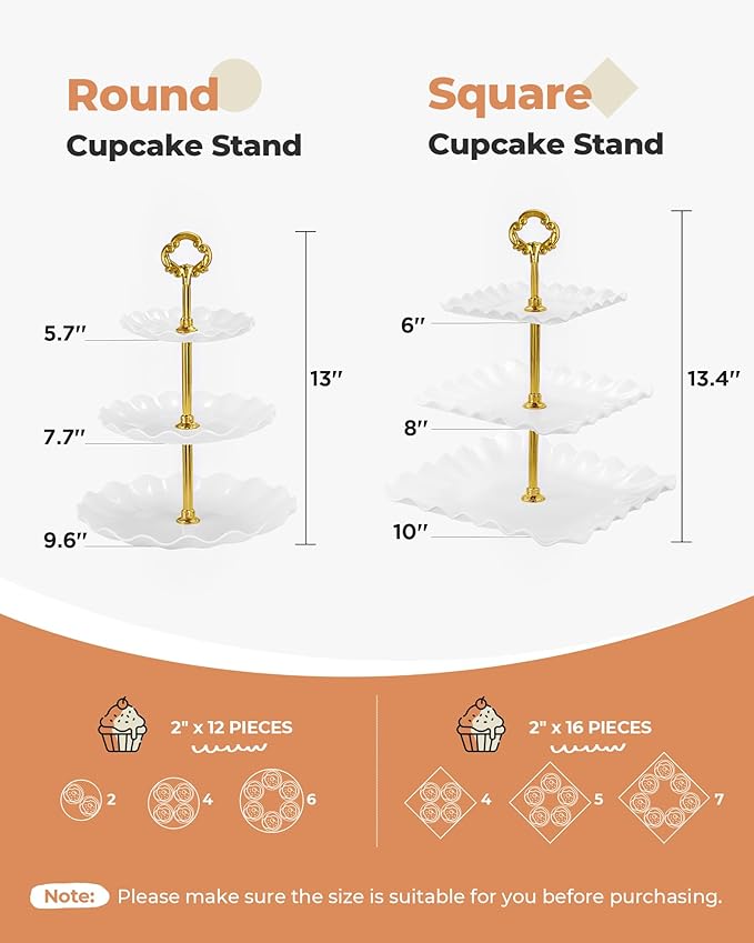 Kootek Dessert Cupcake Stand, 10pcs Dessert Table Display Set, 3 Tiered Cup Cake Holder Tower Stand Riser& Cookie Serving Trays for Wedding, Tea Party, Birthday, Baby Shower