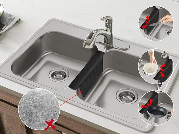 Sink Saddle, Divider Mat, Kitchen Sink Mat, Silicone Protector, No Odor, No Stains, Flexible, 13.46" x 11.5"