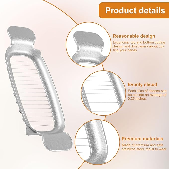 Butter & Cheese Slicer - 304 Stainless Steel Multifunctional Kitchen Tool for Block Butter, Cheese & Fruit