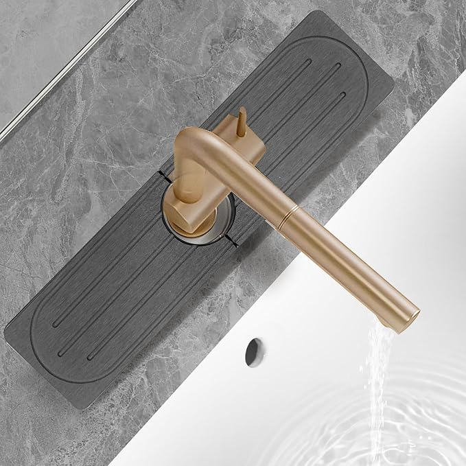 Stone Faucet Mat for Kitchen Sink, Diatomite Fast Drying Absorb Moisture Tray, Prevents Water Buildup, Durable Anti-slip Splash Guard Sink Protector (Dark Gray, 15.7"x4")