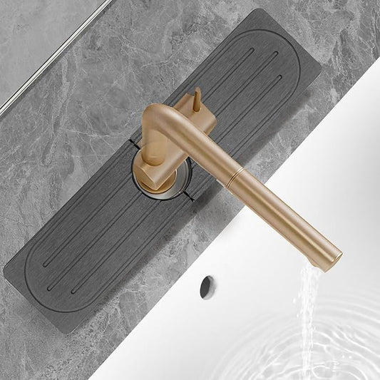 Stone Faucet Mat for Kitchen Sink, Diatomite Fast Drying Absorb Moisture Tray, Prevents Water Buildup, Durable Anti-slip Splash Guard Sink Protector (Dark Gray, 15.7"x4")