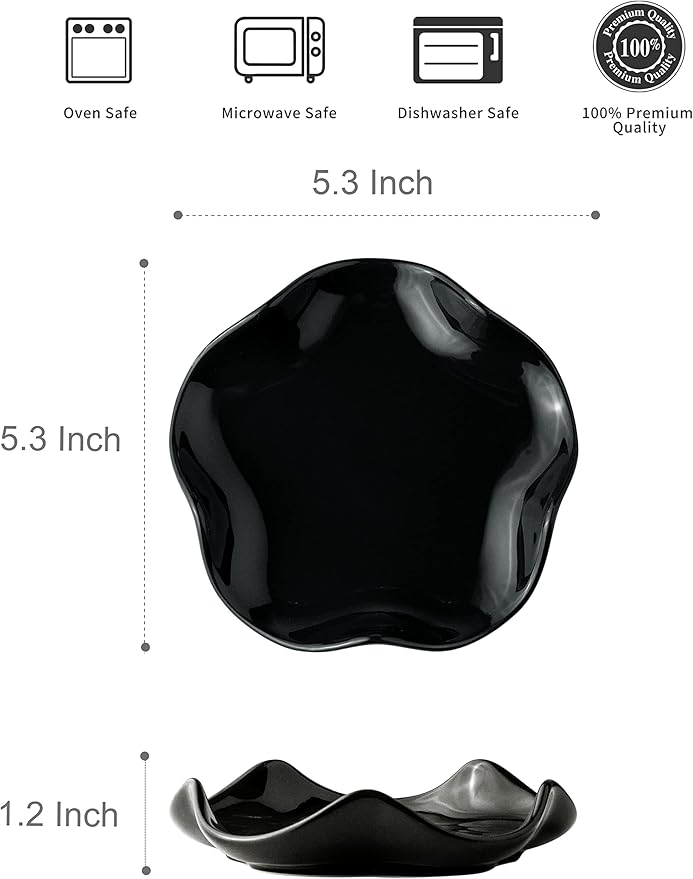 Spoon Rest for Kitchen Counter, 5.3" Ceramic Spoon Holder for Stove Top, Heat Resistant & Dishwasher Safe Cute Spoon Rests Spatula Holder for Multiple Utensils, Farmhouse Kitchen Decor Black