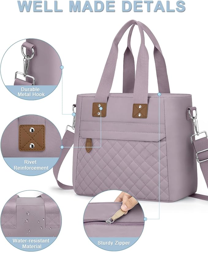 Capolo Insulated Lunch Box for School - Large Thermal Lunch Bag Women with Removable Shoulder Strap, Reusable Lunch Cooler Tote Bags Purse for Adults Work, Picnic, Hiking, Beach, Travel, MediumPurple