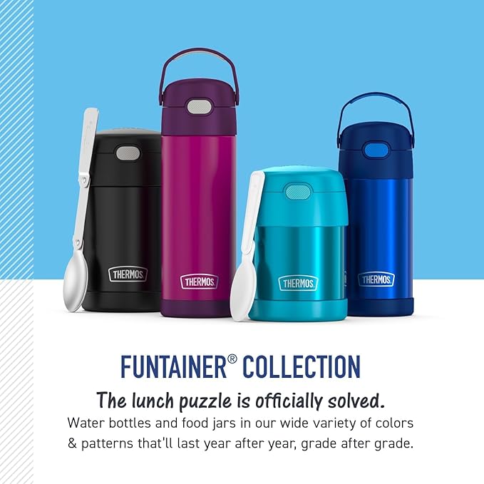 THERMOS FUNTAINER Water Bottle with Straw - 12 Ounce - Kids Stainless Steel Vacuum Insulated Water Bottle with Lid, Ocean Pals