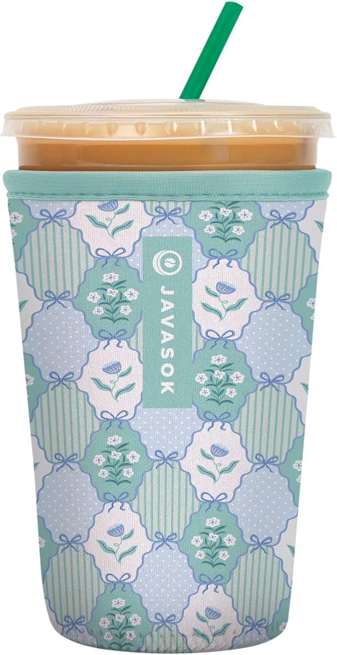 Sok It JavaSok Iced Coffee & Cold Soda Insulated Neoprene Cup Sleeve (Coquette Charm, Medium: 22-28oz)
