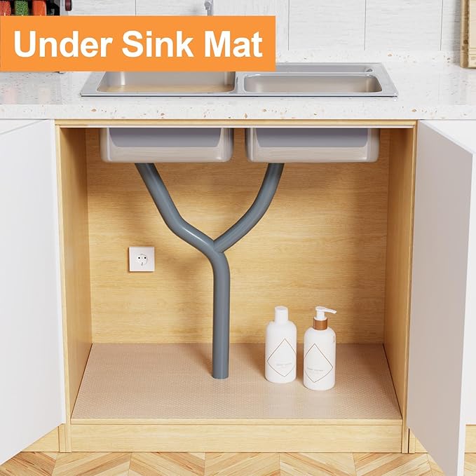 FLPMIX Shelf Liners for Kitchen Cabinets: Clear Waterproof Under Sink Mat 19" x 300" - Translucent Non-Adhesive Large Drawer Liner for Pantry Shelves Cupboard