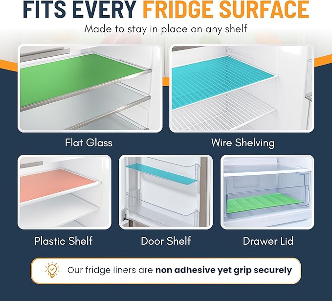 Refrigerator Liners for Shelves (8 Pack) by Linda’s Essentials - Non-Adhesive Shelf or Drawer Liner, BPA-Free Fridge Mats for Kitchen & Cabinets, Easy to Clean, Ideal Household Essentials (Green)