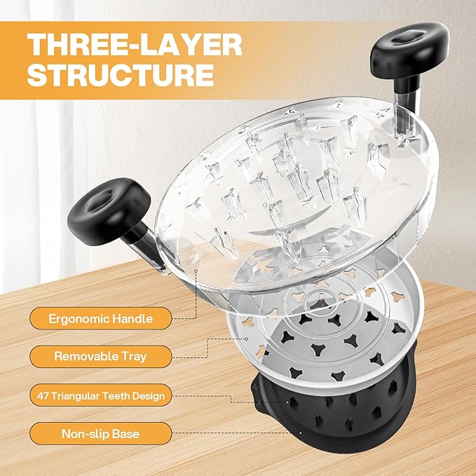 Cleangor Chicken Shredder Tool Twist, Visible Chicken Breast Shredder Tool Meat Shredder with Removable Tray, Ergonomic Handle, Non-Slip Base Food Shredder Tool for Chicken, Pork, Beef, Fish